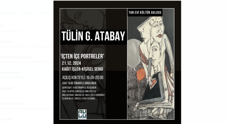 Tülin Gizgen Atabay’ın “İçten İçe Portreler: Kağıt İşler Kişisel Resim Sergisi” başlıyor!
